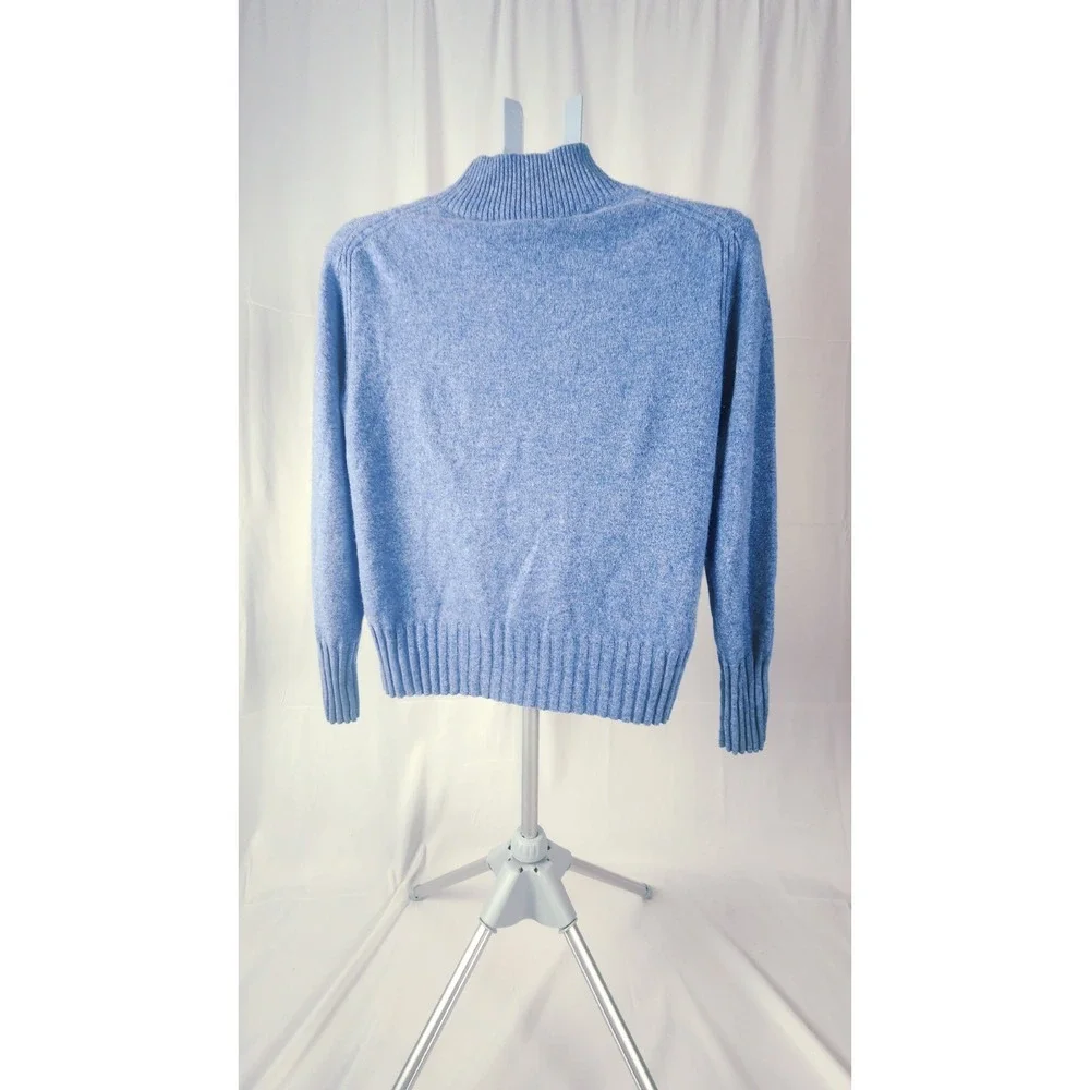 J.Crew 100% Cashmere Mock Neck Sweater Cornflower Blue Heathered Small